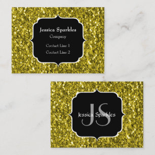 Dunkelgoldgelbes falsches Glitterfunkeln Monogramm Visitenkarte