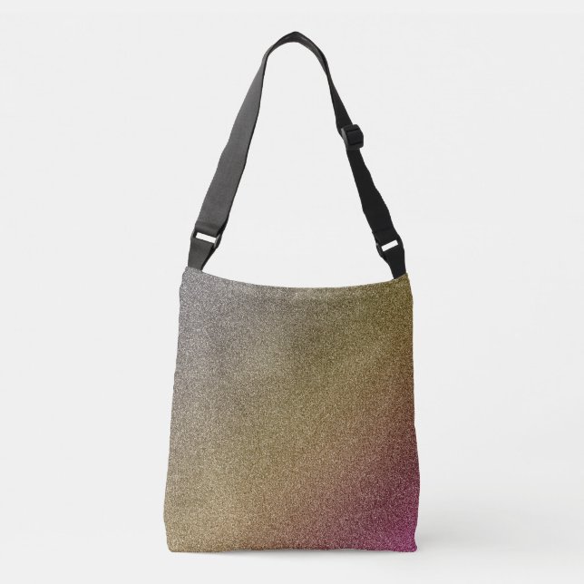 Dunkelgoldrosa glänzende Glitzer Quertasche Tragetaschen Mit Langen Trägern (Vorderseite)