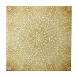 Dunkelgoldweißes geometrisches Sternrad Fliese