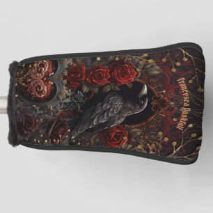 Dunkelgotische Beauty-Rote Rosen Black Crow Raven Golf Headcover