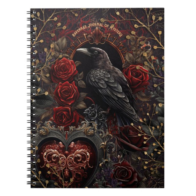 Dunkelgotische Beauty-Rote Rosen Black Crow Raven  Notizblock (Vorderseite)