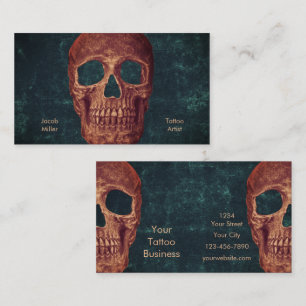 Dunkelgotische Braun Skull Aquamarine Textur Tatto Visitenkarte