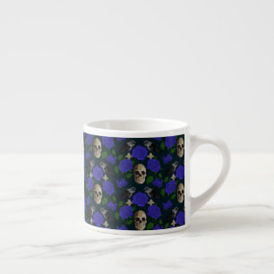Dunkelgotische grungy Rose Vines Raven Skull blue Espressotasse