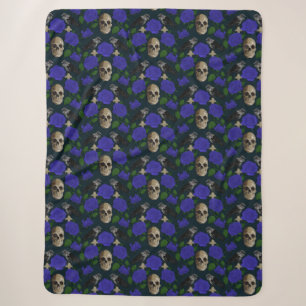 Dunkelgotische grungy Rose Vines Raven Skull blue Sherpadecke
