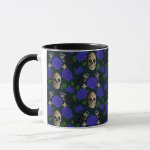 Dunkelgotische grungy Rose Vines Raven Skull blue Tasse