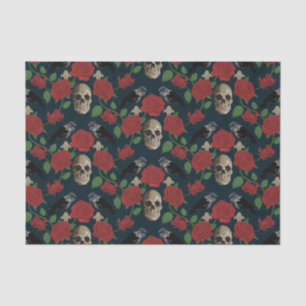 Dunkelgotische grungy Rose Vines Raven Skull rot Seidenpapier