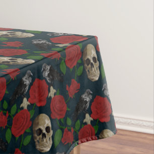 Dunkelgotische grungy Rose Vines Raven Skull rot Tischdecke