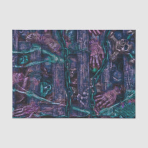 Dunkelgotische Halloween Skull Aquamarine Lila Kör Seidenpapier