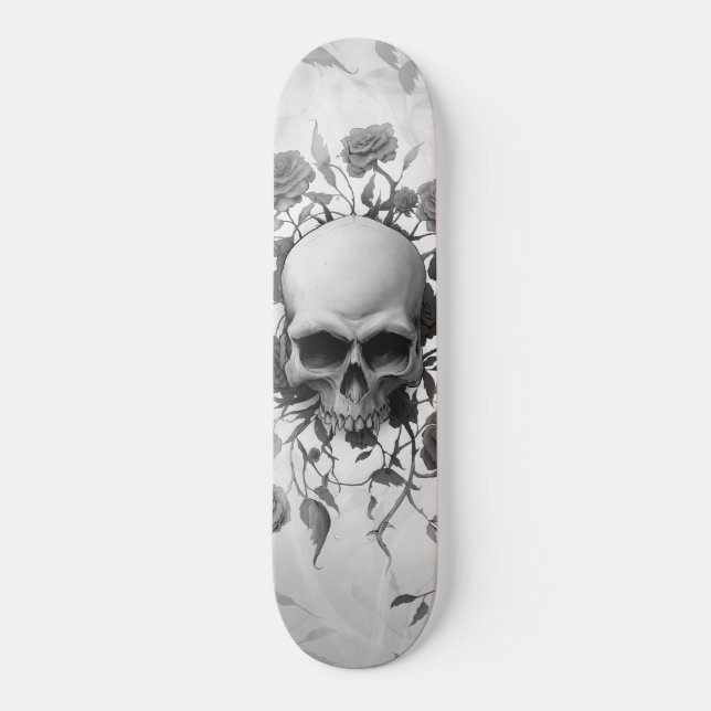 Dunkelgotische Rose Skateboard (Vorderseite)