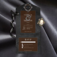 Dunkelgotische schwarz & braun florale Satin Kein 
