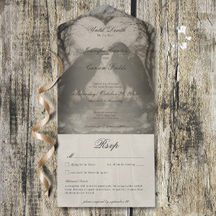 Dunkelgotische Schwarz & Tan Raven Dinner mit Deta All In One Einladung