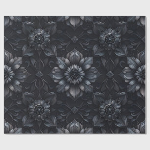 Dunkelgotische schwarze Blütenpapier Geschenkpapier