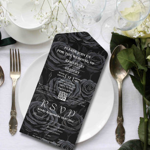 Dunkelgotische Schwarze Rose Florale E-Mail-Websit All In One Einladung