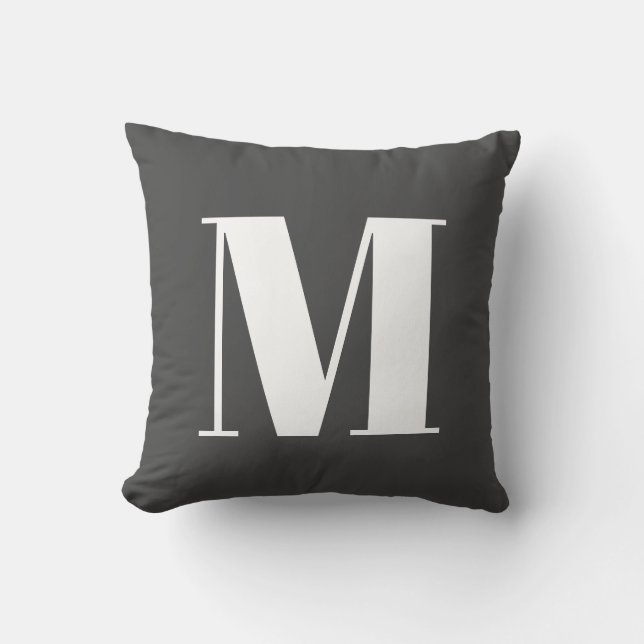 Dunkelgrau Anfangsbuchstaben Monogram modern Kissen (Vorderseite)