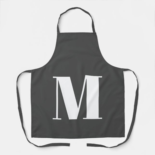 Dunkelgrau Anfangsbuchstaben Monogram modern Schürze (Vorderseite)
