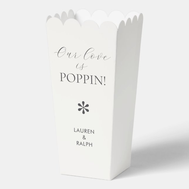 Dunkelgrau | Chic Minimal Script Wedding Popcorn Geschenkschachtel (Vorderseite)