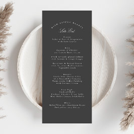 Dunkelgrau-Elegant-Kalligrafie-Feierliche Hochzeit Menükarte