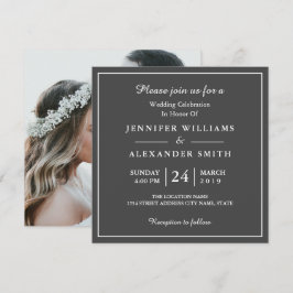Dunkelgrau Elegantes Foto Einladung zur Hochzeit
