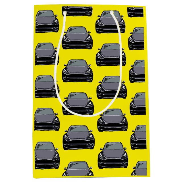 Dunkelgrau-Elektrofahrzeug SUV Gelbes Auto Mittlere Geschenktüte (Vorderseite)