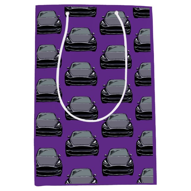 Dunkelgrau-Elektrofahrzeug SUV Lila Mittlere Geschenktüte (Vorderseite)