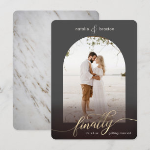 Dunkelgrau Endlich bekommen Verheiratet & Fenster  Save The Date