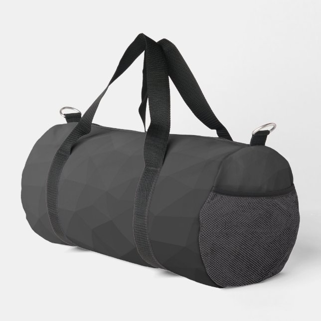Dunkelgrau-Gefälle geometrisches Messmuster Duffle Bag (Rechte Ecke)