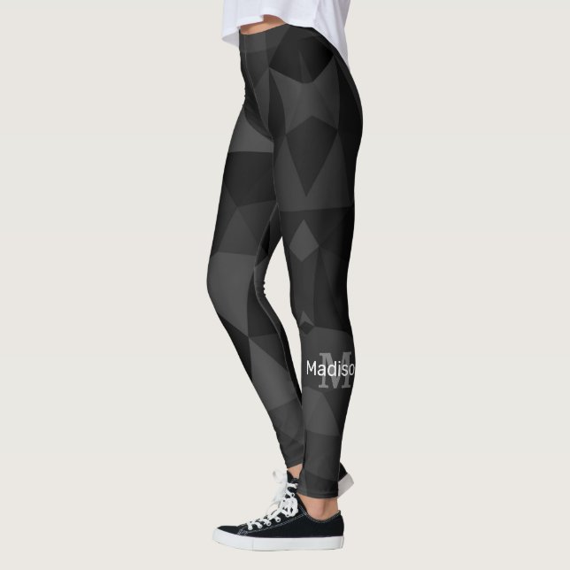 Dunkelgrau, geometrisches Maschenmuster Monogram Leggings (Links)