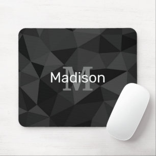 Dunkelgrau, geometrisches Maschenmuster Monogram Mousepad