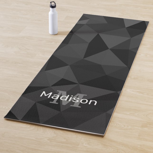 Dunkelgrau, geometrisches Maschenmuster Monogram Yogamatte (Beispiel)