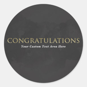 Dunkelgrau & Gold GRATULATION Personalisiert Runder Aufkleber