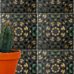 Dunkelgrau-grün-gelb marokkanisches Mosaik Geometr Fliese<br><div class="desc">Einzigartig dekoratives Fliesendesign mit einem nahtlosen Mosaikmuster in Grau-,  Grün- und Gelbtönen.</div>