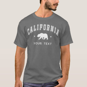 Dunkelgrau Kalifornien, dein Text - Grizzlybär T-Shirt