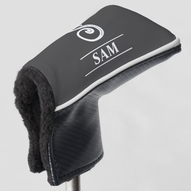 Dunkelgrau Mit Monogramm Putter Golf Club Cover Golf Headcover (3/4 Vorderseite)