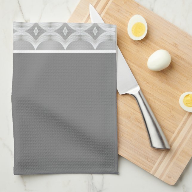 Dunkelgrau mit Musterakzent Geschirrtuch (Viertel Falte)