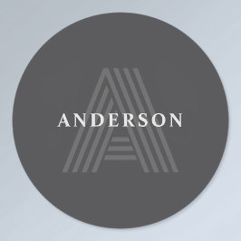 Dunkelgrau Retro Moderner Mit Monogramm Name Etiketten