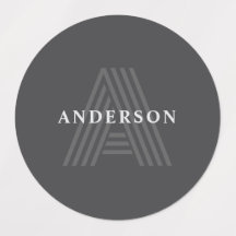 Dunkelgrau Retro Moderner Mit Monogramm Name