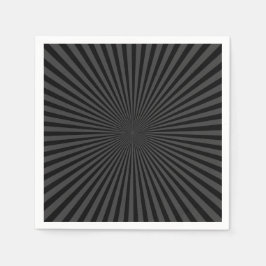 Dunkelgrau und schwarz Retro Sunburst Hintergrund Serviette