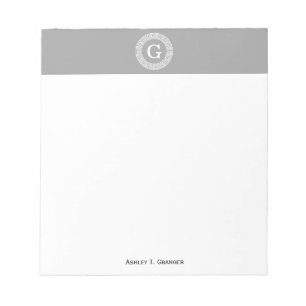 Dunkelgrau, was für ein erstes Monogramm für den g Notizblock