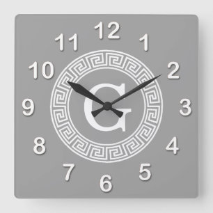 Dunkelgrau, was für ein erstes Monogramm für den g Quadratische Wanduhr