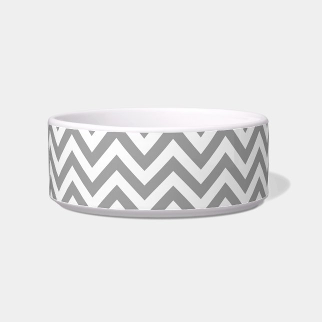 Dunkelgrau Weiß großes Zickzack ZigZag Muster Napf (Rechts)