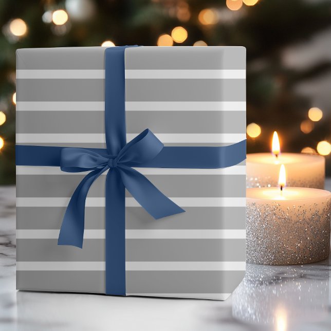 Dunkelgrau Weiß Horizontal Gestreift Geschenkpapier (Von Creator hochgeladen)