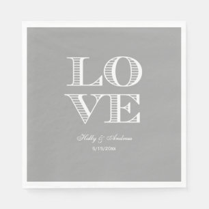 Dunkelgrau, weiße LIEBE Napkins Serviette
