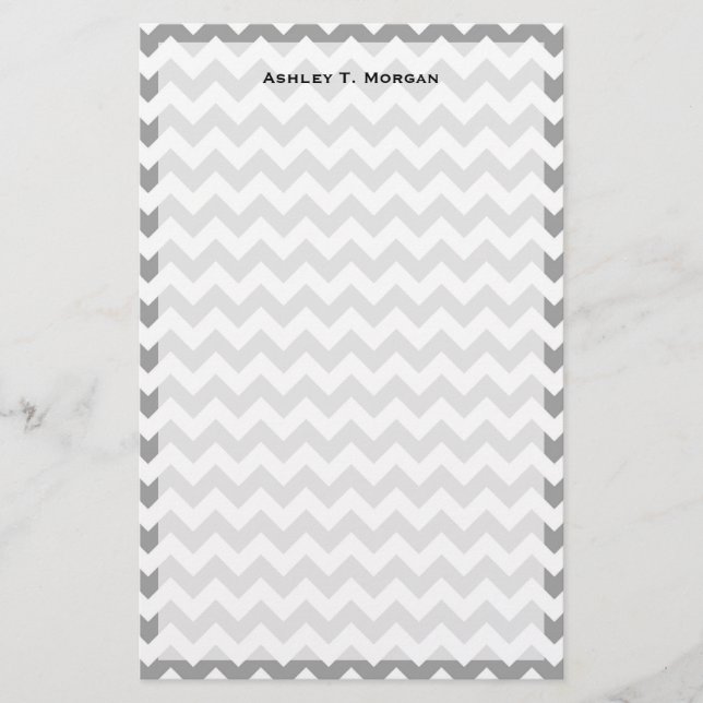 Dunkelgrau Zickzack Zig-Zag-Muster Briefpapier (Vorderseite)