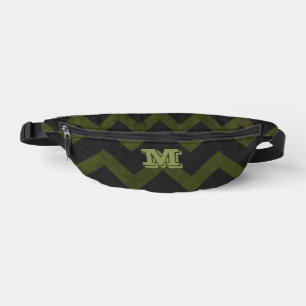 Dunkelgraue Armee grün Vintag Zickzack Monogramm Bauchtasche