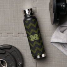 Dunkelgraue Armee grün Vintag Zickzack Monogramm