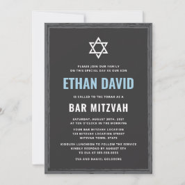 Dunkelgraue Bar mitzvah-Einladung mit rauer Grenze Einladung