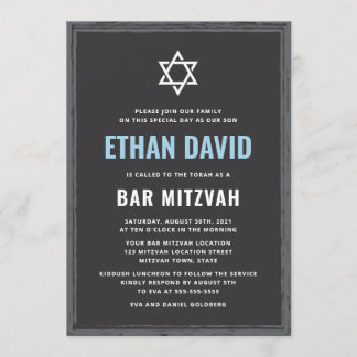 Dunkelgraue Bar mitzvah-Einladung mit rauer Grenze Einladung