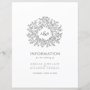 Dunkelgraue Blätter Hochzeitsgast-Informationen