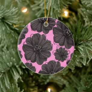 Dunkelgraue Blumen Keramik Ornament
