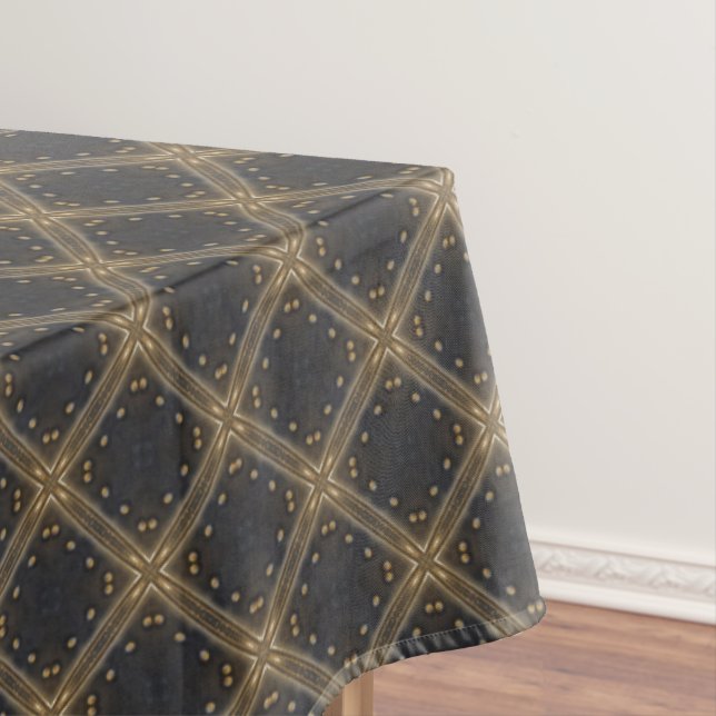 Dunkelgraue Diamanten mit goldenem Gitter- und Pun Tischdecke (Beispiel)